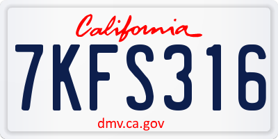 CA license plate 7KFS316