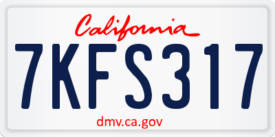 CA license plate 7KFS317