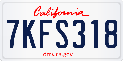 CA license plate 7KFS318
