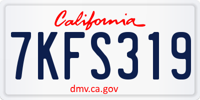 CA license plate 7KFS319