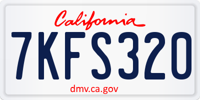 CA license plate 7KFS320