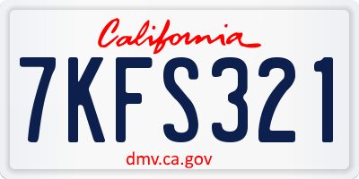 CA license plate 7KFS321
