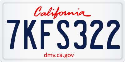 CA license plate 7KFS322