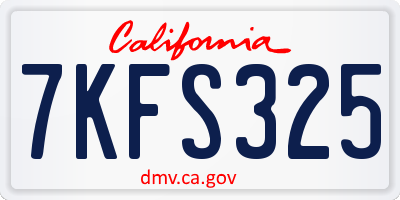 CA license plate 7KFS325