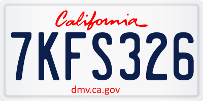 CA license plate 7KFS326