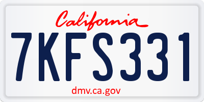 CA license plate 7KFS331