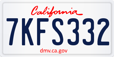CA license plate 7KFS332