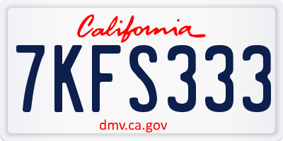 CA license plate 7KFS333