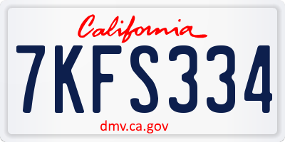 CA license plate 7KFS334