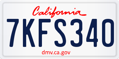 CA license plate 7KFS340