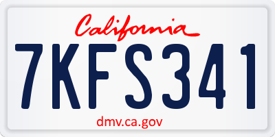 CA license plate 7KFS341