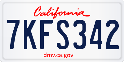 CA license plate 7KFS342