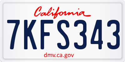 CA license plate 7KFS343