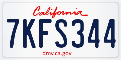 CA license plate 7KFS344