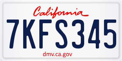 CA license plate 7KFS345