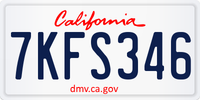 CA license plate 7KFS346