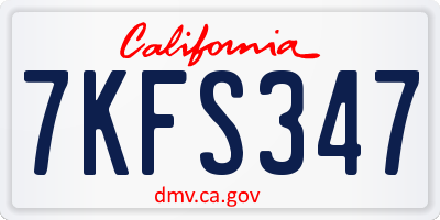 CA license plate 7KFS347
