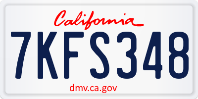 CA license plate 7KFS348