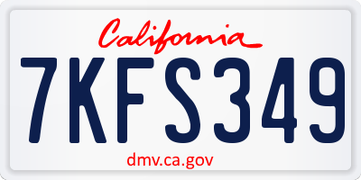 CA license plate 7KFS349