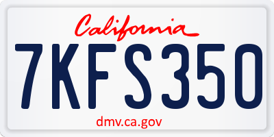 CA license plate 7KFS350