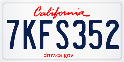 CA license plate 7KFS352