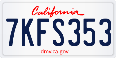 CA license plate 7KFS353