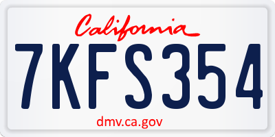 CA license plate 7KFS354
