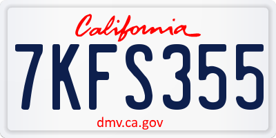 CA license plate 7KFS355