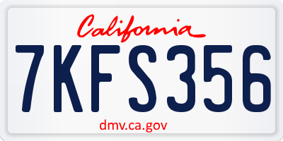 CA license plate 7KFS356