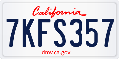 CA license plate 7KFS357