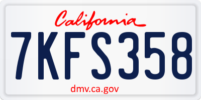 CA license plate 7KFS358