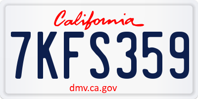 CA license plate 7KFS359