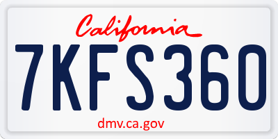 CA license plate 7KFS360