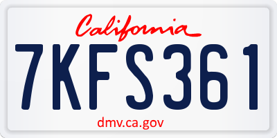CA license plate 7KFS361