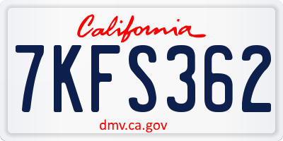 CA license plate 7KFS362