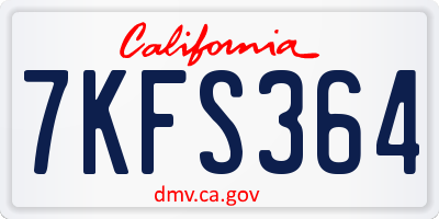 CA license plate 7KFS364