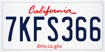 CA license plate 7KFS366