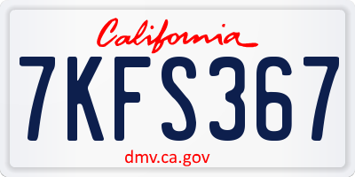 CA license plate 7KFS367