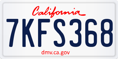 CA license plate 7KFS368