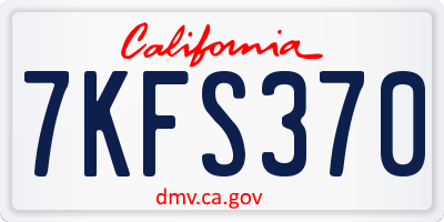 CA license plate 7KFS370