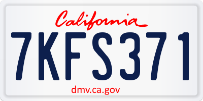 CA license plate 7KFS371