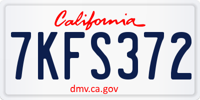 CA license plate 7KFS372