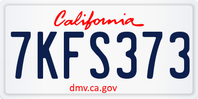 CA license plate 7KFS373
