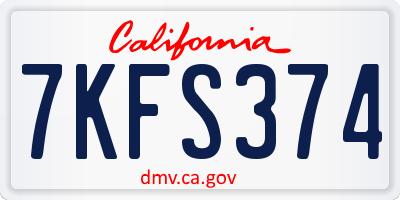 CA license plate 7KFS374