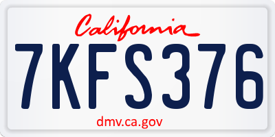 CA license plate 7KFS376