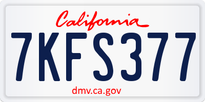 CA license plate 7KFS377