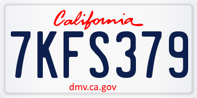 CA license plate 7KFS379