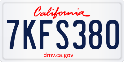 CA license plate 7KFS380