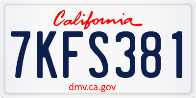 CA license plate 7KFS381