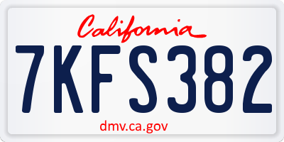 CA license plate 7KFS382
